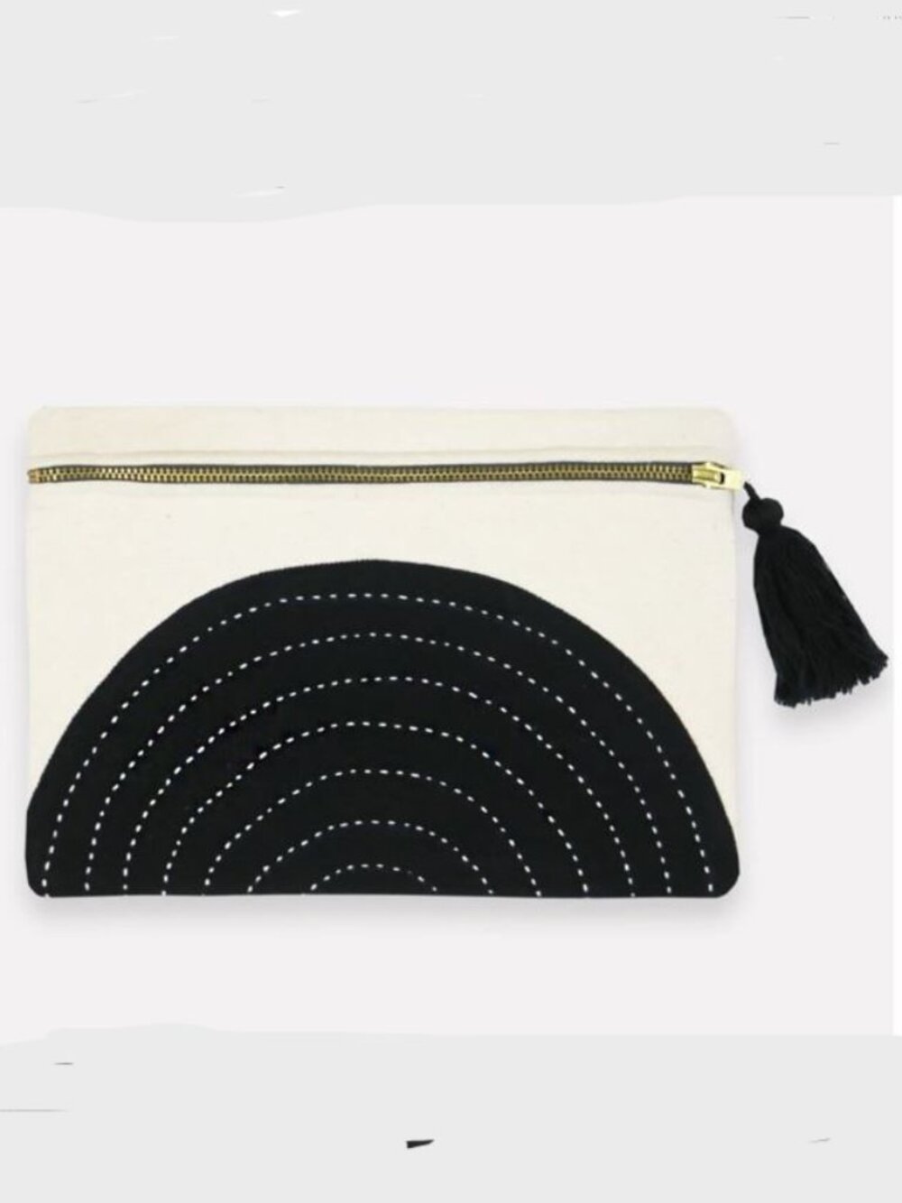 BRAND NEW - ANCHAL Eclipse Black & Cream Half circle Zipper Clutch Pouch Purse